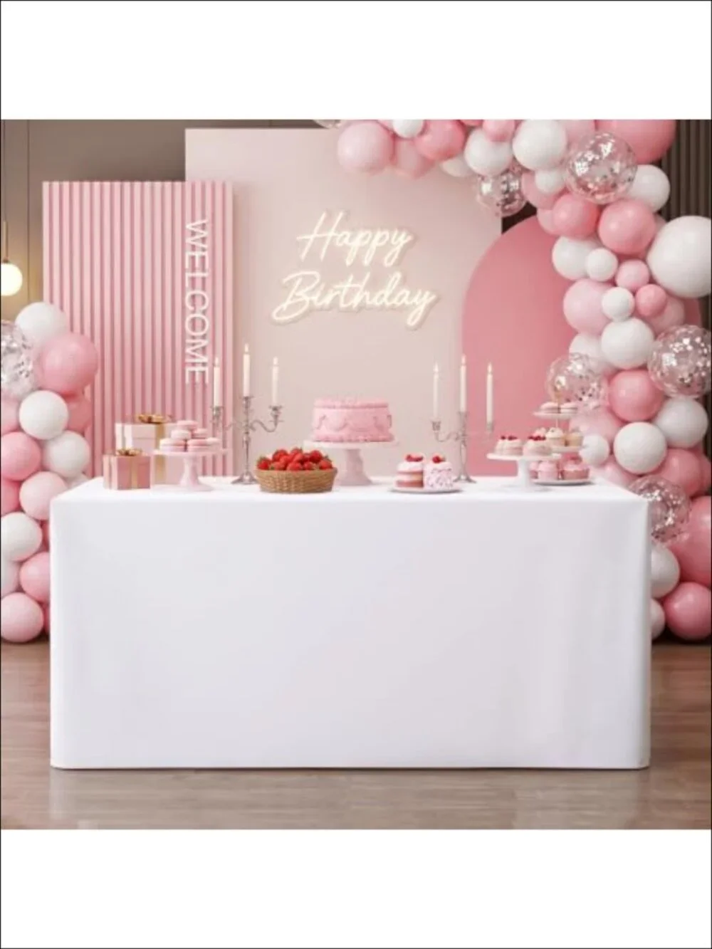 Fitted Tablecloth 6FT Rectangle Waterproof Spandex 2Pack Open Back Cover